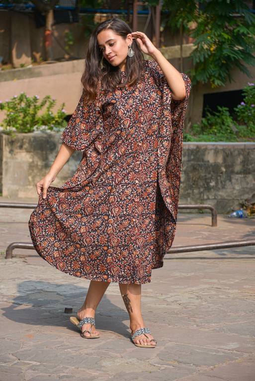 Black Maroon Blast Kaftan Nursing Dress