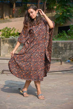 Black Maroon Blast Kaftan Nursing Dress