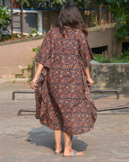 Black Maroon Blast Kaftan Nursing Dress