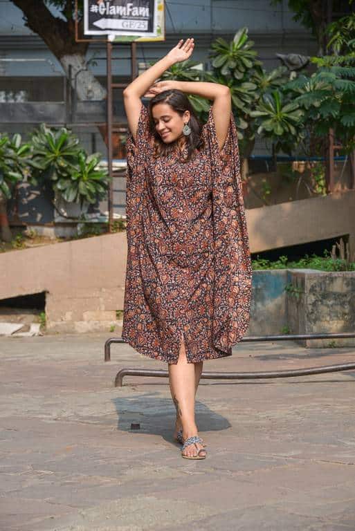 Black Maroon Blast Kaftan Nursing Dress