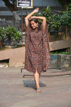 Black Maroon Blast Kaftan Nursing Dress