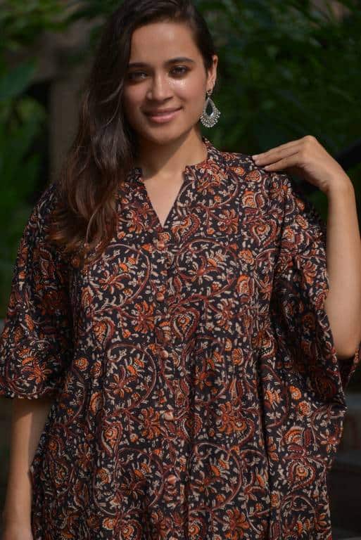 Black Maroon Blast Kaftan Nursing Dress