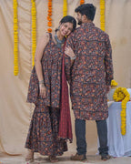 Black Maroon Blast Sharara Family Set