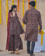 Black Maroon Blast Sharara Couple Set