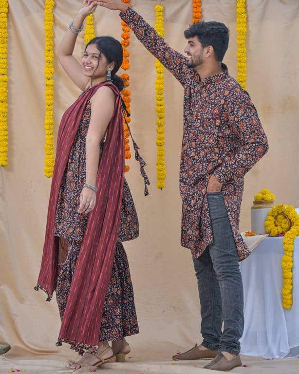 Black Maroon Blast Sharara Couple Set