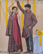 Black Maroon Blast Sharara Family Set