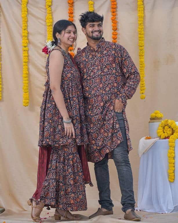 Black Maroon Blast Sharara Couple Set
