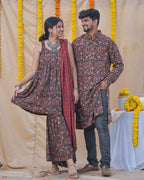Black Maroon Blast Sharara Family Set