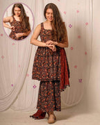 Black Maroon Blast Sharara Nursing Set