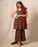 Black Maroon Blast Sharara Nursing Set