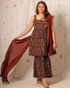 Black Maroon Blast Sharara Nursing Set