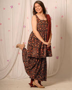 Black Maroon Blast Sharara Nursing Set