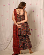 Black Maroon Blast Sharara Nursing Set