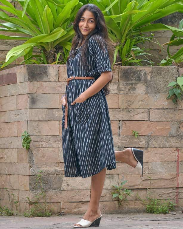 Black Punch Dress with Belt