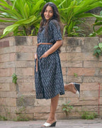 Black Punch Dress with Belt