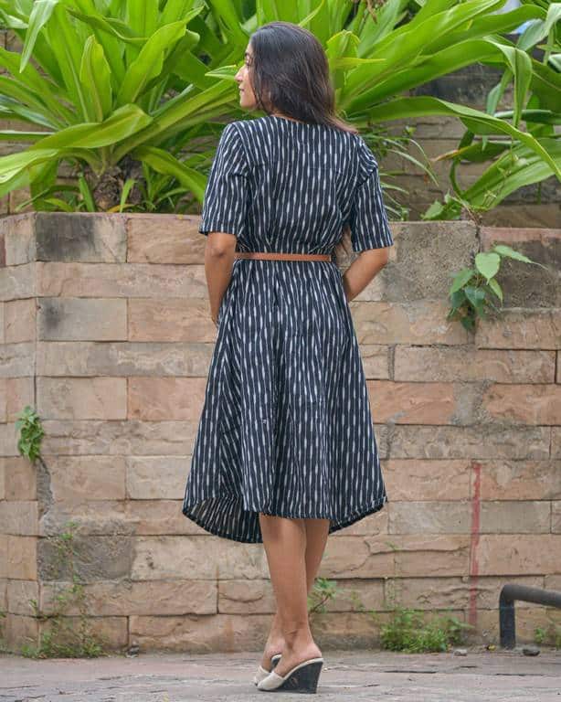 Black Punch Nursing Dress with Belt