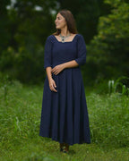 Ink Blue Cutwork Long Dress