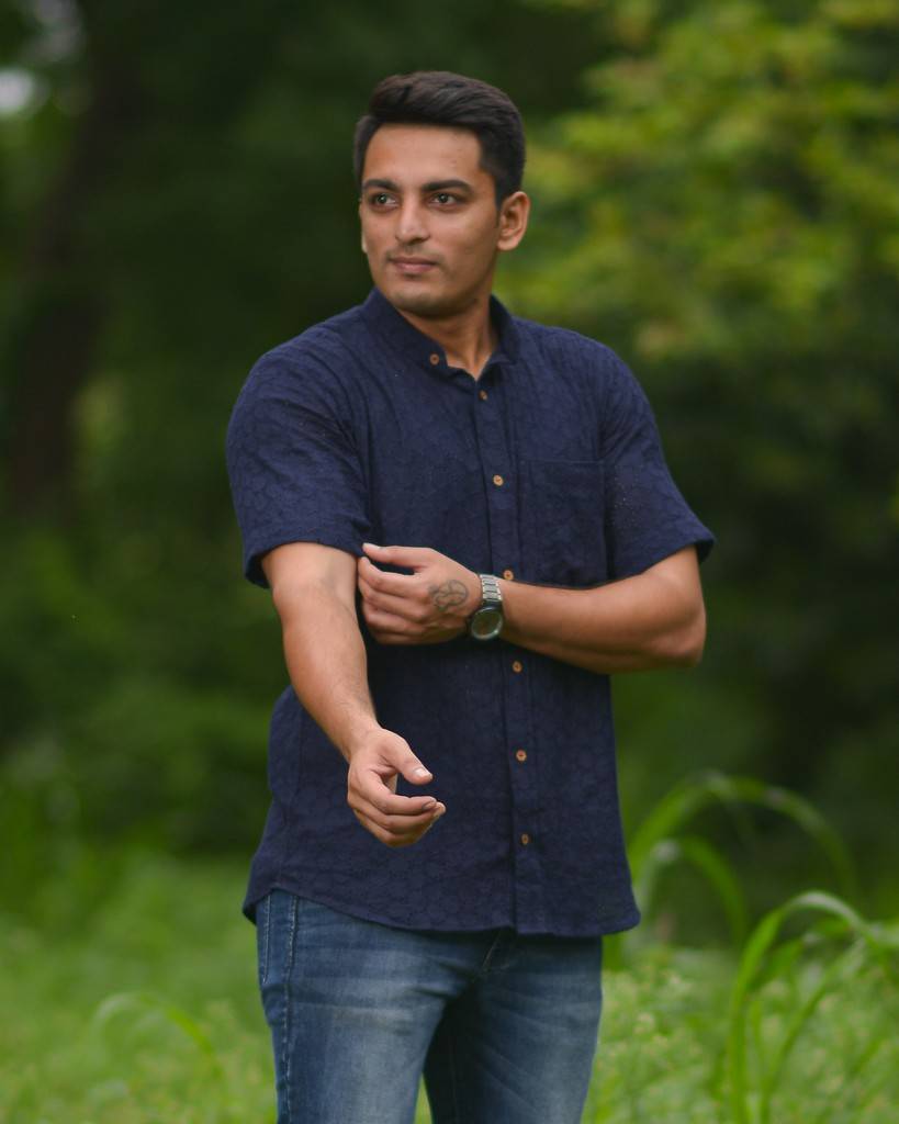 Ink Blue Cutwork Shirt