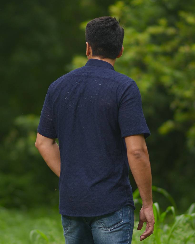 Ink Blue Cutwork Shirt
