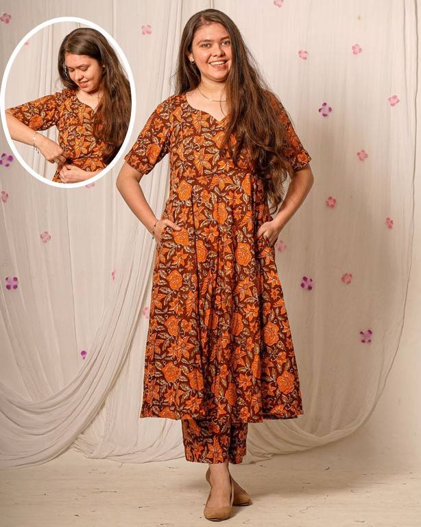 Brick Rose Kurta Nursing Set