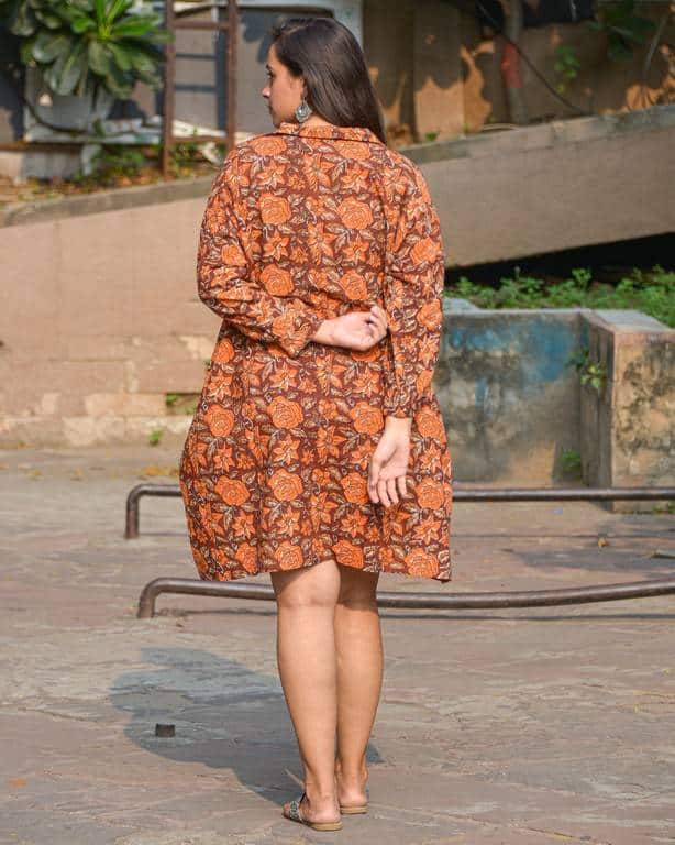 Brick Rose Shirt Nursing Dress