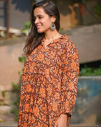 Brick Rose Shirt Nursing Dress
