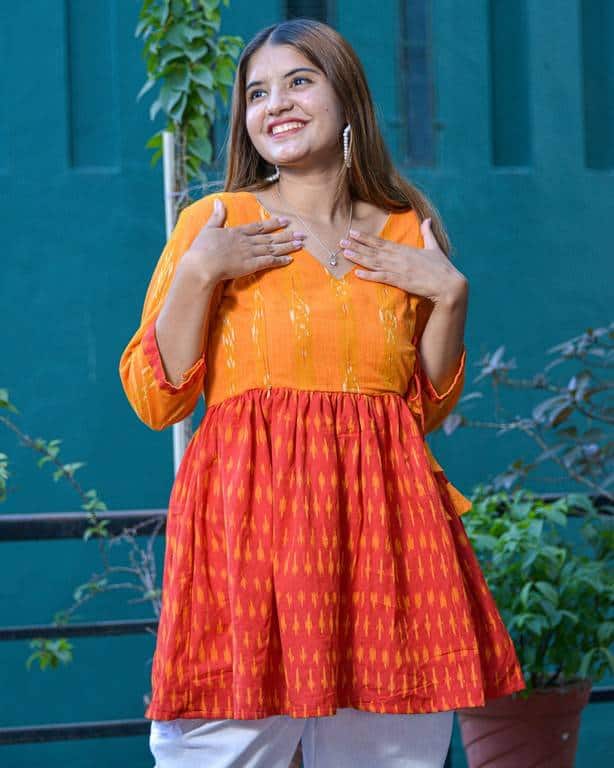 Canary Red Short Kurti