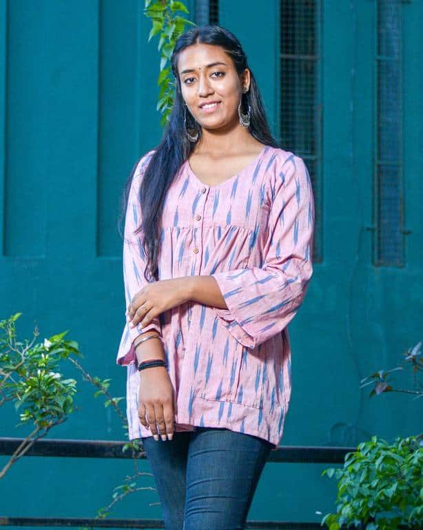 Carnation Pink Ikat Short Nursing Kurti