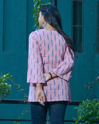 Carnation Pink Ikat Short Nursing Kurti