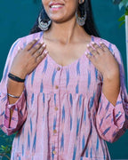 Carnation Pink Ikat Short Nursing Kurti