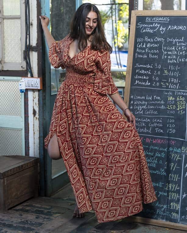 Cinnamon Whirl Slit Kirtle Dress