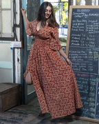 Cinnamon Whirl Slit Kirtle Dress