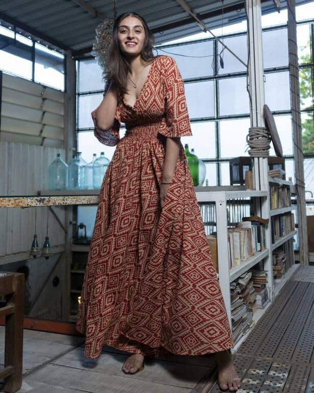 Cinnamon Whirl Slit Kirtle Dress