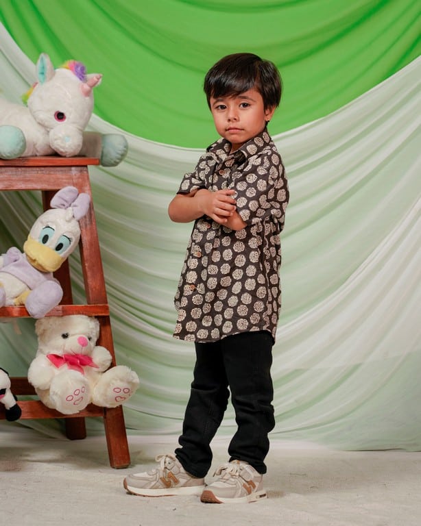 Black Floral Boy Shirt Secondary image