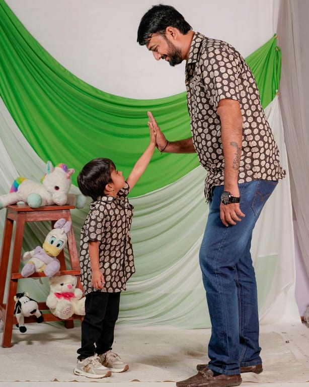 Black Floral Father Kids Twinning