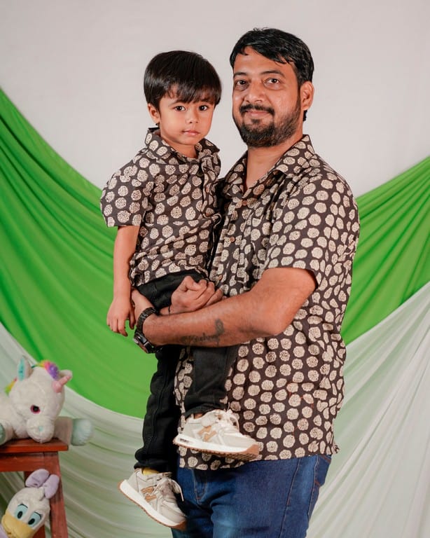 Black Floral Father Kids Twinning