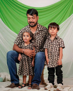 Black Floral Father Kids Twinning