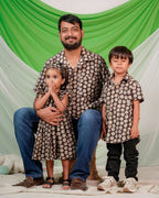 Black Floral Father Kids Twinning