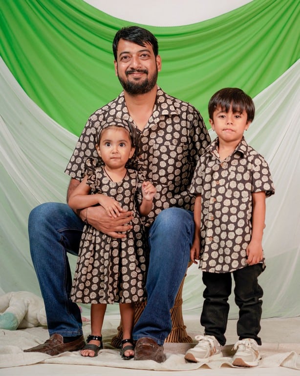 Black Floral Father Kids Twinning