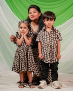 Black Floral Mom Kid Twinning