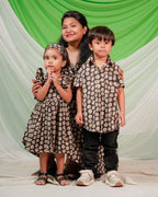 Black Floral Mom Kid Twinning