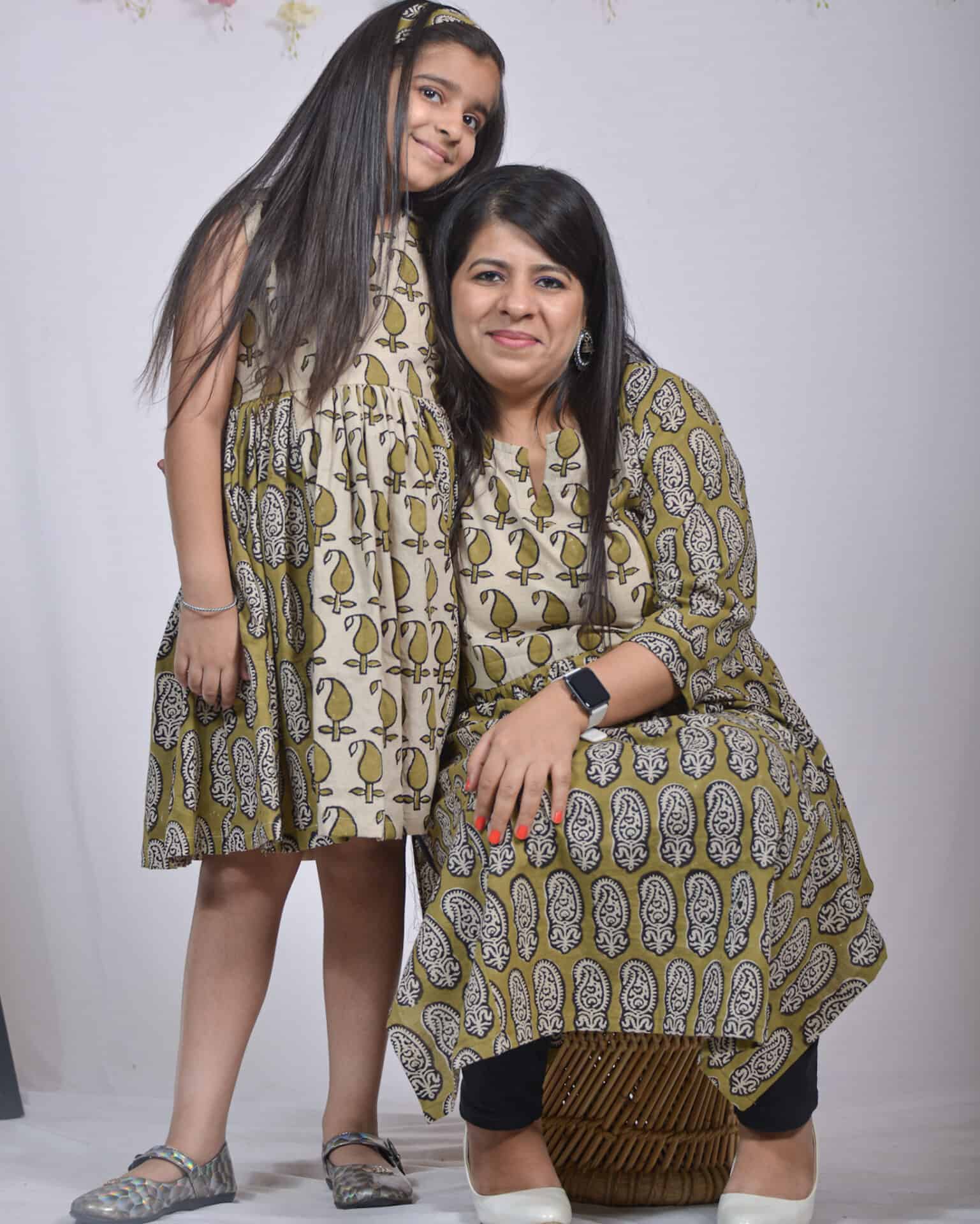 Mustard Block Print Family Set