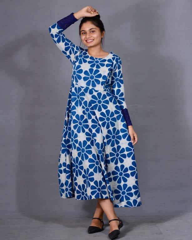Indigo Floral Nursing Dress