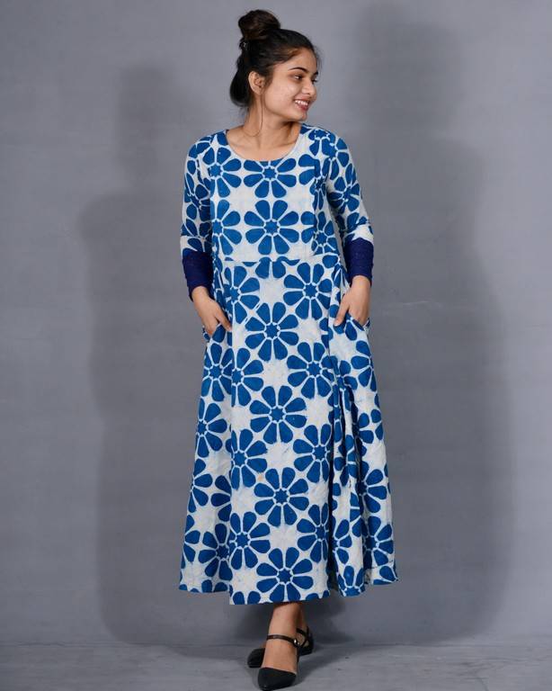 Indigo Floral Nursing Dress