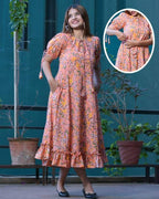 Coral Pearl Frill Nursing Dress