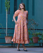 Coral Pearl Frill Dress