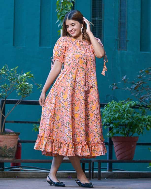 Coral Pearl Frill Dress