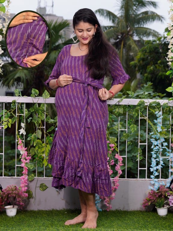 Wisteria Purple Senorita Ikat Nursing Dress