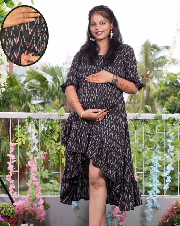 Jazzy Black Senorita Ikat Nursing Dress