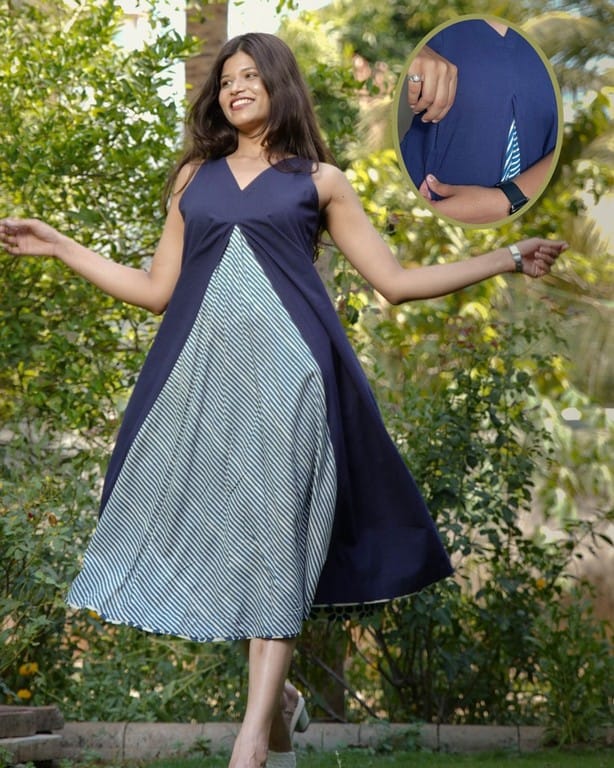 Blue Loma Indie Lines Long Maternity Dress Main image